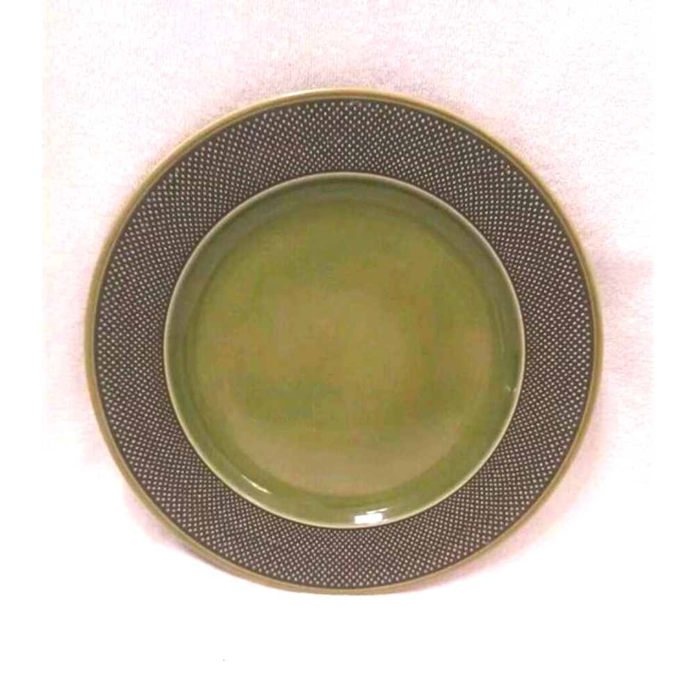 Fuji Iron Stone Chop Plate 10" Made in Japan Moss Green Textured Pattern Vintage